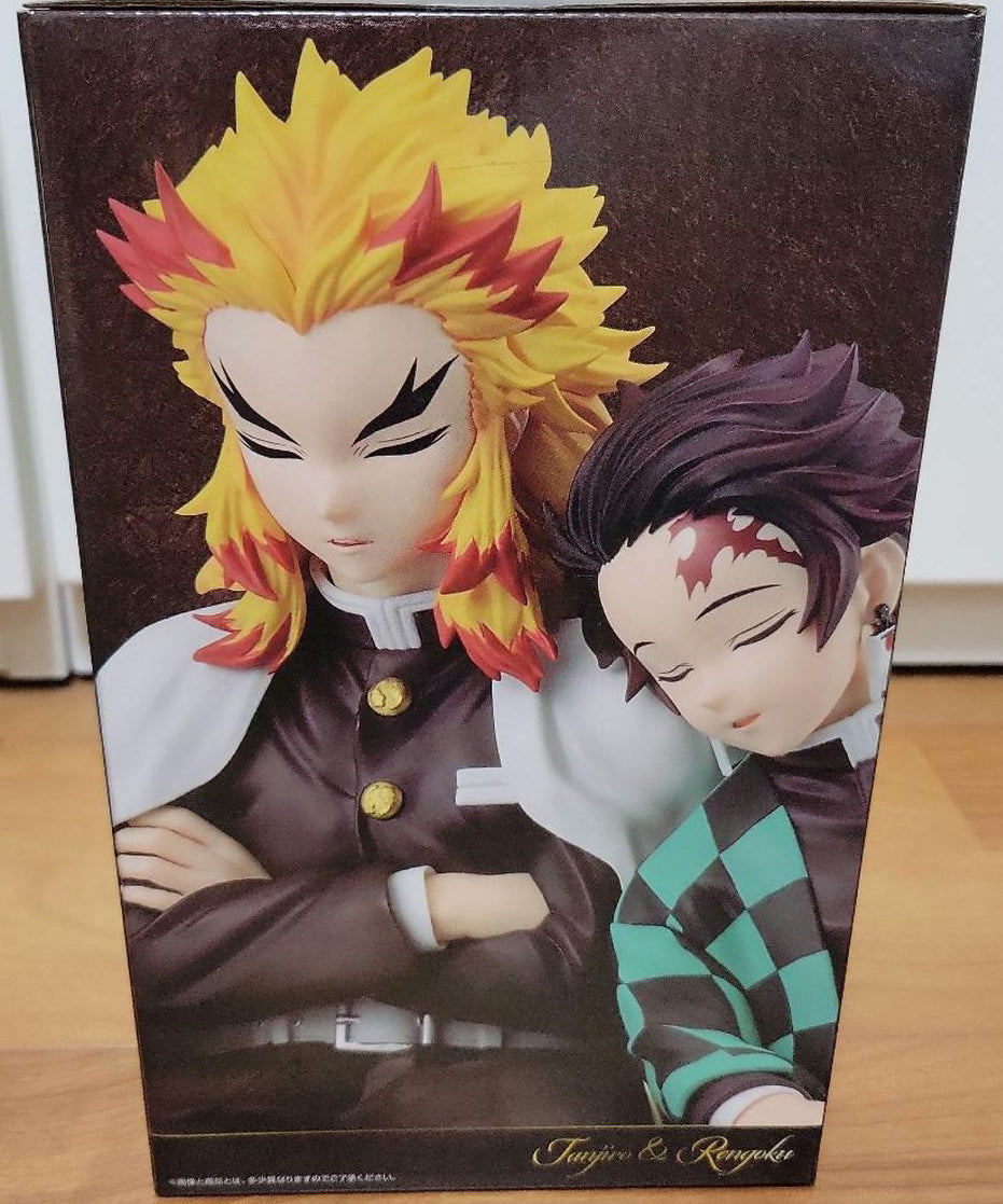 Ichiban Kuji Demon Slayer Locus Tanjiro/Kyojuro Rengoku Figure Prize A for Sale